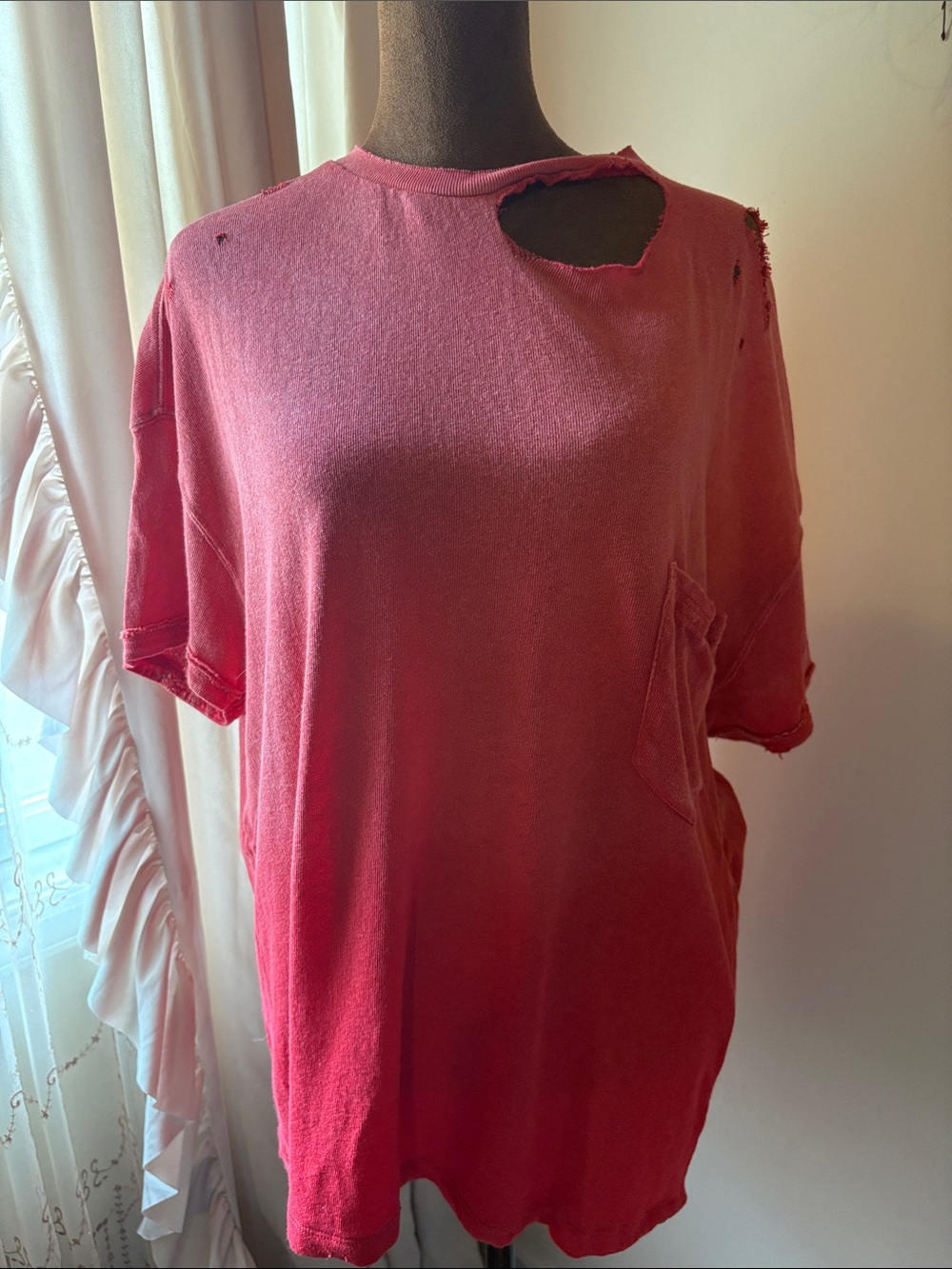 We The Free Women's Distressed Crewneck Tee - Pink